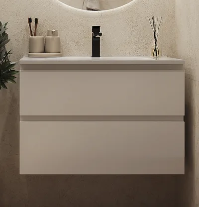 Mueble de lavabo: Velice Mueble Lavabo 80X45X50Cm Suspendido 2 Cajones — 